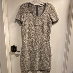 Elegant French Label Gray Tweed Dress